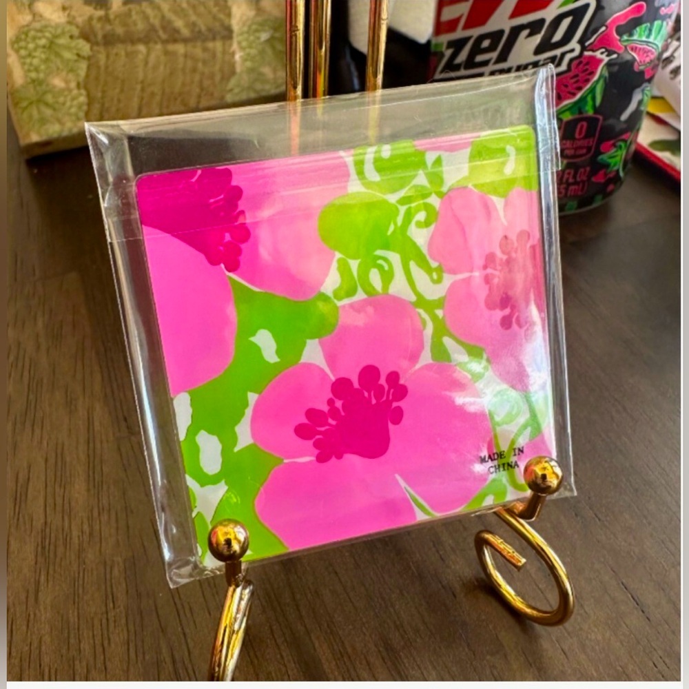 Estee Lauder Pink and Green Floral Mirror Accessory